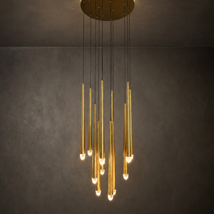 Lámpara colgante Gold Cascade con cable ajustable, candelabro colgante de luces múltiples para decoración del hogar, vestíbulo o recibidor de dúplex. - Product Image 3