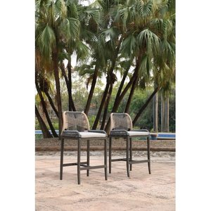 Counter Height <b>Bar</b> <b>Stools</b> <b>2</b> Pieces Paper Rope Steady Hotel Use Modern Cushion Aluminum Frame Outdoor Indoor - Product Image 2