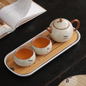ชุดน้ำชากังฟูเตาเผาทันสมัยถาดชงเซรามิกสองถ้วย1ใบถาดชงชาแห้งแบบดั้งเดิมสำหรับชงชาจีนแบบดั้งเดิมที่บ้าน - Product Image 3