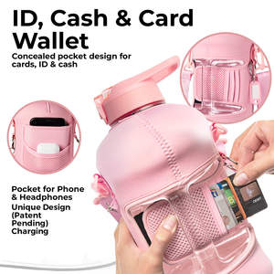 وصل حديثًا حزام نيوبرين نصف جالون 73 أونصة/2.2 لتر حامل زجاجة ماء مع حامل هاتف محمول مريح - Product Image 3