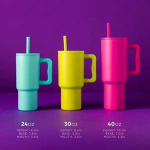 Hot Sales Customized logo Insulated Clear Reusable <b>Plastic</b> Water Cup 32 OZ Tumbler Cups <b>Mug</b> with Handle Lids and Straws for Car - Product Image 3