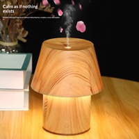 Diffuseur d'huiles essentielles sans eau, lampe de bureau humidificateur, machine d'aromathérapie, mini diffuseur en plastique imitation bois avec lumière chaude pour chambre à coucher