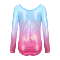 Ensemble de Danse 3 Pièces B79 avec Logo Personnalisé pour Enfants, Justaucorps de Gymnastique à Dégradé de Couleurs, Jupe à Paillettes, Tenues de Danse