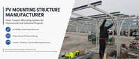 Structure de carport photovoltaïque commercial à pente multi-espaces de 5 à 10 degrés en acier S350GD ZM275, conception modulaire personnalisée