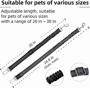Ceinture de sécurité pour chien, sangle réfléchissante, corde de sécurité, ceinture de sécurité de voiture télescopique élastique pour chien - Product Image 4