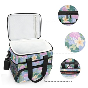 New Arrival Custom Print Logo Foldable Waterproof Cooler Bag Women Men Reusable Lunch Bag Floral Insulated Large Lunch Bag - Product Image 5