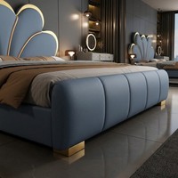 Luxuriöses Elegantes Modernes Gestepptes Kunstleder-Plattformbett mit Kunststoffrahmen Queensize Montierter Aufbewahrungsbox-Federkernrahmen