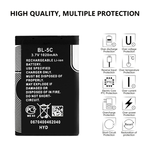 แบตเตอรี่ลิเธียมไอออน BL-5C BL5C BL 5C ของแท้ <span class=keywords><strong>1</strong></span>-10 ชิ้น 3.7V 1020mAh สำหรับ <span class=keywords><strong>Nokia</strong></span> 1112 1208 1600 2610 2600 N70 N71 - Product Image 2