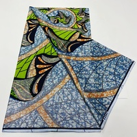 Tissu africain en coton 100% biologique avec motif batik et paillettes pour vêtements, chemises et sacs pour femmes
