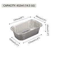 Barquettes rectangulaires en aluminium de qualité alimentaire de 1 lb, conteneurs en aluminium argenté, barquettes à emporter, plateaux de cuisson