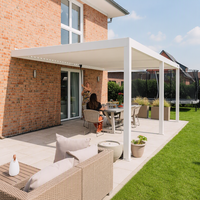 Pergola extérieure en aluminium noir 3x4m avec lames orientables manuelles, autoportante pour jardin, terrasse, cour, ombrage extérieur