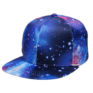 Gorras Personalizadas de 6 Paneles Ajustables, Diseño de Galaxia Azul Cielo Estrellado, Estilo Hip Hop Urbano Americano, Gorra de Visera Plana para Unisex - Product Image 3