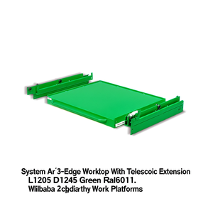 Plan de travail Fami System Ar à 3 bords avec extension télescopique L1205 D1245 Vert Ral6011 - Product Image 3