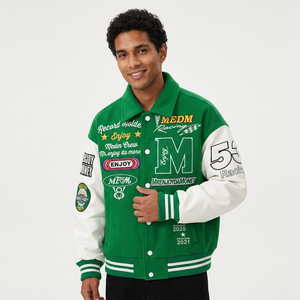 Chaqueta Bomber Varsity con Capucha y Logotipo Personalizado Bordado, Chaqueta de Béisbol Universitaria con Botones al Frente, Resistente al Viento, Estilo Urbano, de Algodón - Product Image 3