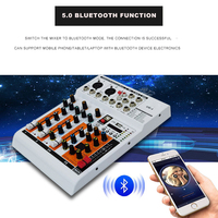 XTUGA JF04 Mixeur audio USB professionnel 4 canaux en métal avec égalisation 3 étapes Mini DJ pour performance en extérieur Garantie 1 an