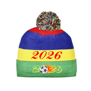 Équipe de football personnalisée Jacquard <span class=keywords><strong>Maurice</strong></span> Drapeau Supporter Chapeaux Événement sportif mondial Bonnets Rugby Football Club Cup Fan Bonnet tricoté - Product Image 1