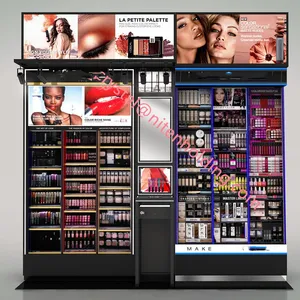 Armário de armazenamento de cosméticos de maquiagem de qualidade profissional loja gôndola prateleiras de parede mobiliário fontes da beleza loja exibe led