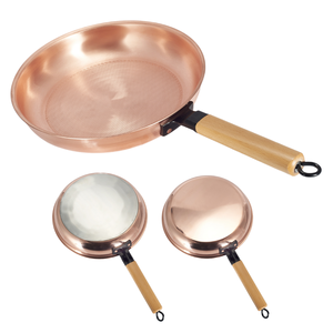 Energinox Wholesale Handcrafted Authentic <b>Copper</b> <b>Frying</b> <b>Pan</b> Cookware With Non Coating Wood Hand Grip For Gas Induction Cooker - Product Image 1