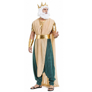 Costume de roi pour homme, couronne dorée, barbe blanche, robe, cosplay d'Halloween pour adulte - Product Image 2