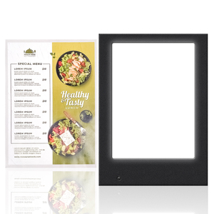 Menu numérique en similicuir noir du fabricant, une page, couverture de menu LED, format A4, menu LED pour restaurant - Product Image 4