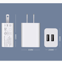 Tête de charge 5V2A US EU 10W double USB QC3.0, tension universelle, protection OTP, PC ignifuge, charge au débit lent pour appareil photo et écouteurs