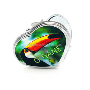 Guyane Souvenir Toucan Perroquet Miroirs De Poche Lumineux Voyage Maquillage Compacts Rond/Carré/Coeur Miroir Fille Voyage Plié Miroirs - Product Image 1