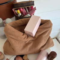 Sac en tissu éponge personnalisé avec logo GWP, sac de rangement pour cosmétiques moelleux et gonflé, pochette douce, sac de toilette