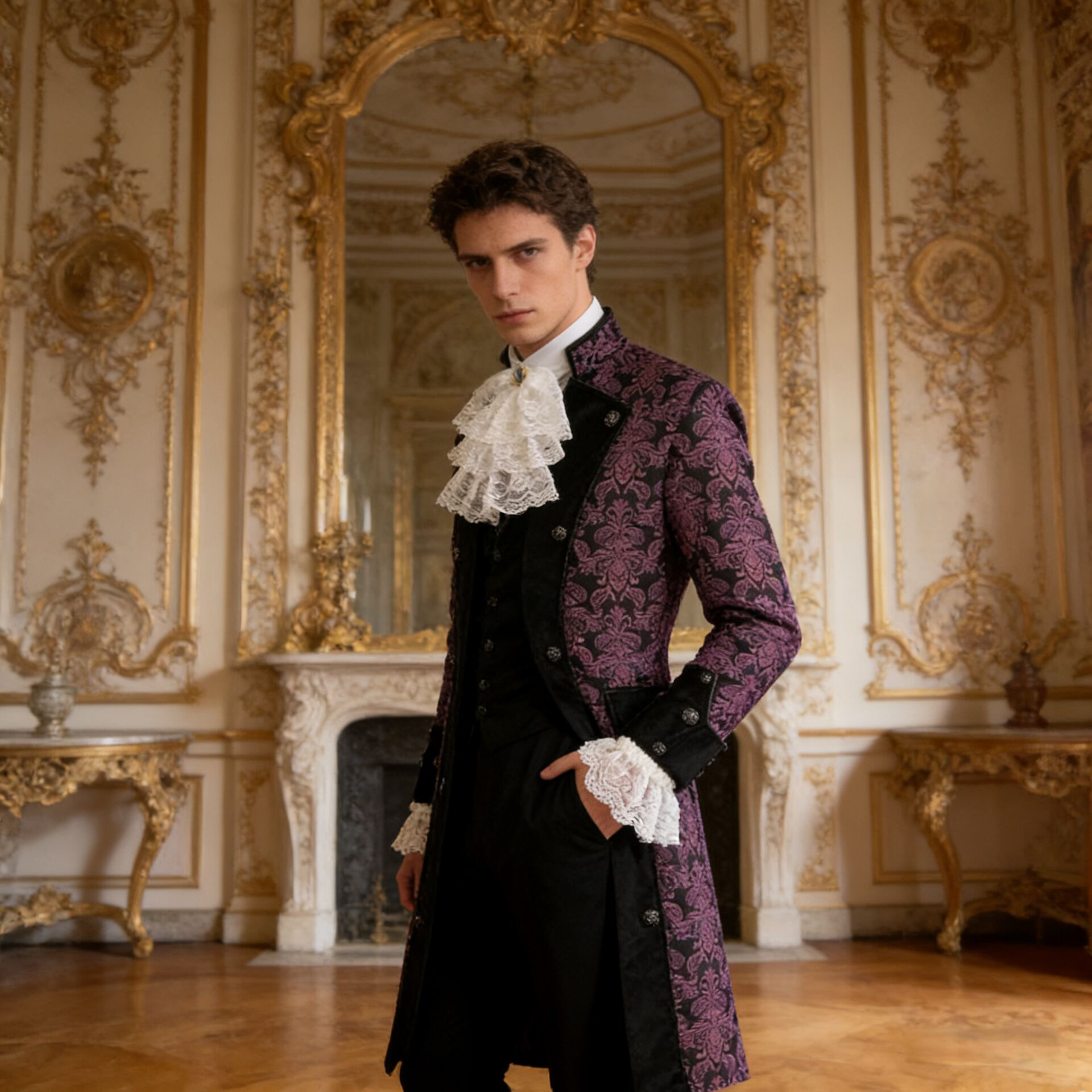 Abrigo traje cuello falso morado