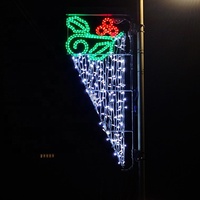 Décoration extérieure de Noël et d'Halloween en gros, motif de rue 3D LED IP65 en forme de boîte cadeau, à monter sur poteau, lumières à intensité variable