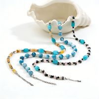 Ensemble collier et bracelet bohème tendance en acier inoxydable avec perles en pierre naturelle multicolores, design haut de gamme pour mariage, fête ou cadeau