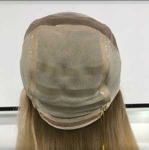 <span class=keywords><strong>Perruque</strong></span> sans colle en dentelle frontale avec dessus en soie de qualité supérieure, 100 % cheveux humains Remy, entièrement faite à la main, cuticules alignées, perruques médicales en silicone pour femmes atteintes d'alopécie - Product Image 4