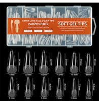 EBT Private Label Boîte de faux ongles en acrylique à couvrance totale XXL XXXL Ultra-fins Demi-adhésifs Extra longs Stiletto Carré Cercueil