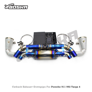 ระบบท่อไอเสียแคทแบคสำหรับรถยนต์ Porsche 911 992 Turbo/Targa 4 3.0T ปี 2020-2023 จากโรงงาน Boska Racing ท่อไอเสียไทเทเนียมแบบดาวน์ไปป์พร้อมปลายท่อ - Product Image 3