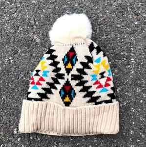 Inverno donna caldo cappello lavorato a maglia piega Hairball <span class=keywords><strong>Aztec</strong></span> berretti - Product Image 4