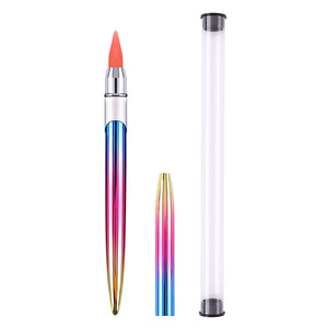 Outil de pointillage pour ongles avec logo personnalisé, manche métallique arc-en-ciel, pointe en cire, pour la pose de pierres précieuses, cristaux et strass, stylo pour manucure et nail art - Product Image 6