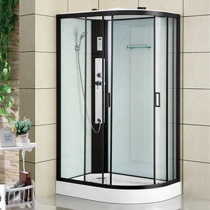 Cube <span class=keywords><strong>de</strong></span> <span class=keywords><strong>douche</strong></span> en aluminium noir <span class=keywords><strong>90x90</strong></span>, luxe européen, europe et chine, <span class=keywords><strong>porte</strong></span> coulissante - Product Image 4