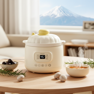 หม้อหุงช้าไฟฟ้าขนาดเล็ก 1.2 ลิตร, หม้อเซรามิก 300 วัตต์ พร้อมระบบแรงดันไมโครและป้องกันการไหม้, มัลติฟังก์ชั่นสำหรับโจ๊ก, ซุป - Product Image 1