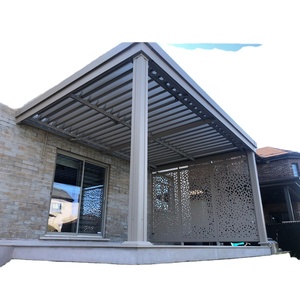 Pergola bioclimatique en aluminium galvanisé 12x16 avec certificat NFRC, design moderne, toit à lamelles avec éclairage LED - Product Image 1