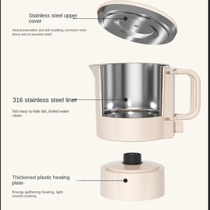 Bouilloire électrique sans fil pliable portable en verre borosilicate 1,8 L avec arrêt automatique, contrôle de la température et rotation à 360 degrés - Product Image 5