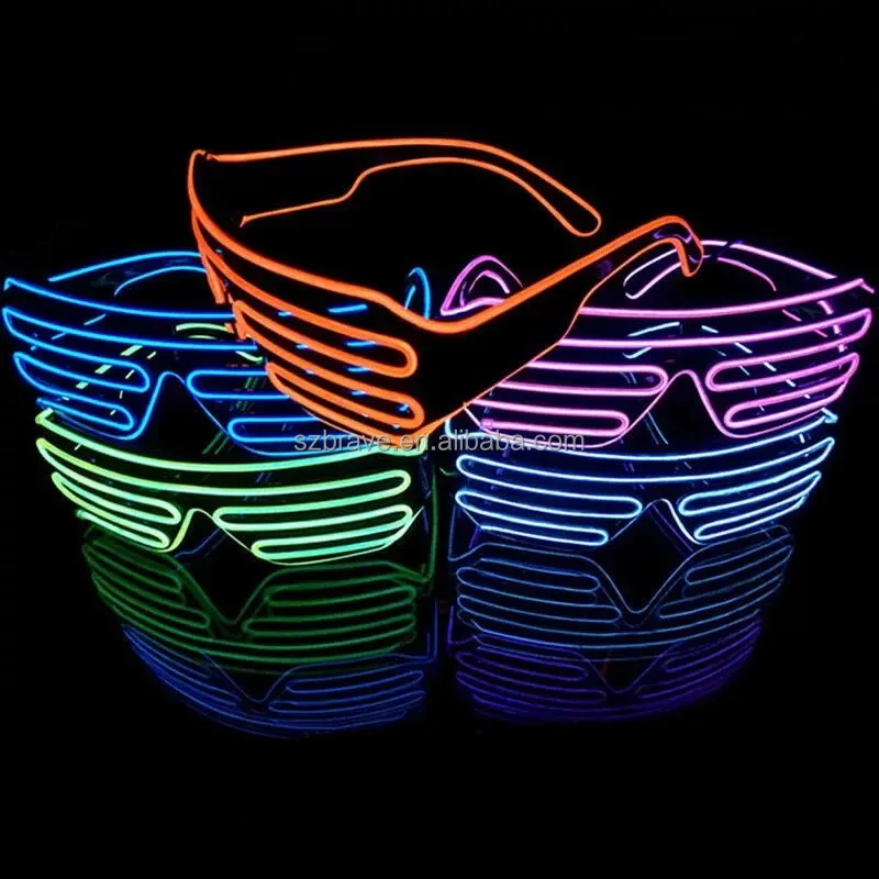 Ánh sáng lên màn trập Neon Rave Kính El dây LED kính mát phát sáng trong bóng tối kính cho Câu lạc bộ đêm buổi hòa nhạc bên cosplay