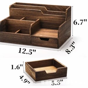 <b>Wooden</b> Storage Rack Multi Functional Compartmentalized Box For <b>Desk</b> Stationery Organization Sc 10.9 - Product Image 3