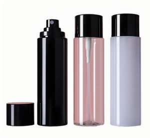 100ml Round <strong>PET</strong> Clear Mist Spray Bottles With Black Plastic Pump Head - Product Image 1