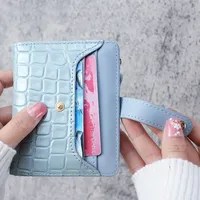 Dompet Clutch Motif Buaya Mini, Tempat Kartu Kredit Pendek, Dompet Koin Wanita