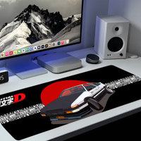 Tapis de souris gaming JDM grand format - Noir et blanc, tapis de bureau sportif Drift, base en caoutchouc antidérapante, tapis de souris XXL étendu pour gamers et usage domestique
