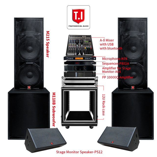 Professional 800w pa Systems Public Address Speaker Dual 15 Inch Full Range Sound Equipment for Church