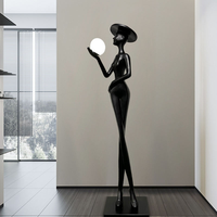 Lampe sur pied en verre et résine de luxe, sculpture LED, art contemporain pour hall d'hôtel, salle d'exposition, décoration de salon