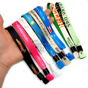 Personalized Cloth Fabric Bracelet Polyester Adjustable Wristbands With Plastic Clip for Festival Event Usage