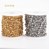 Chaîne à maillons ronds KAVNAR en acier inoxydable plaqué or PVD 18 carats pour la fabrication de bijoux DIY, vente en gros