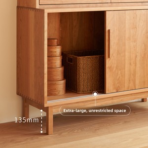 Solid Wood Sliding Door <b>Sideboard</b> North American Cherry Wood Living Room <b>Storage</b> Cabinet with Modern Design - Product Image 4