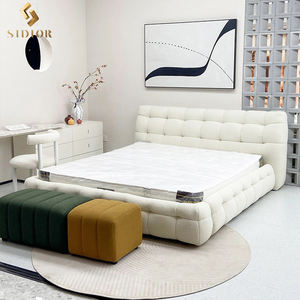 Meubles modernes Wabi Sabi pour la maison, <span class=keywords><strong>lit</strong></span> queen size, cadre de <span class=keywords><strong>lit</strong></span> <span class=keywords><strong>double</strong></span>, ensemble de chambre à coucher, lits rembourrés en velours boucle en cuir - Product Image 6